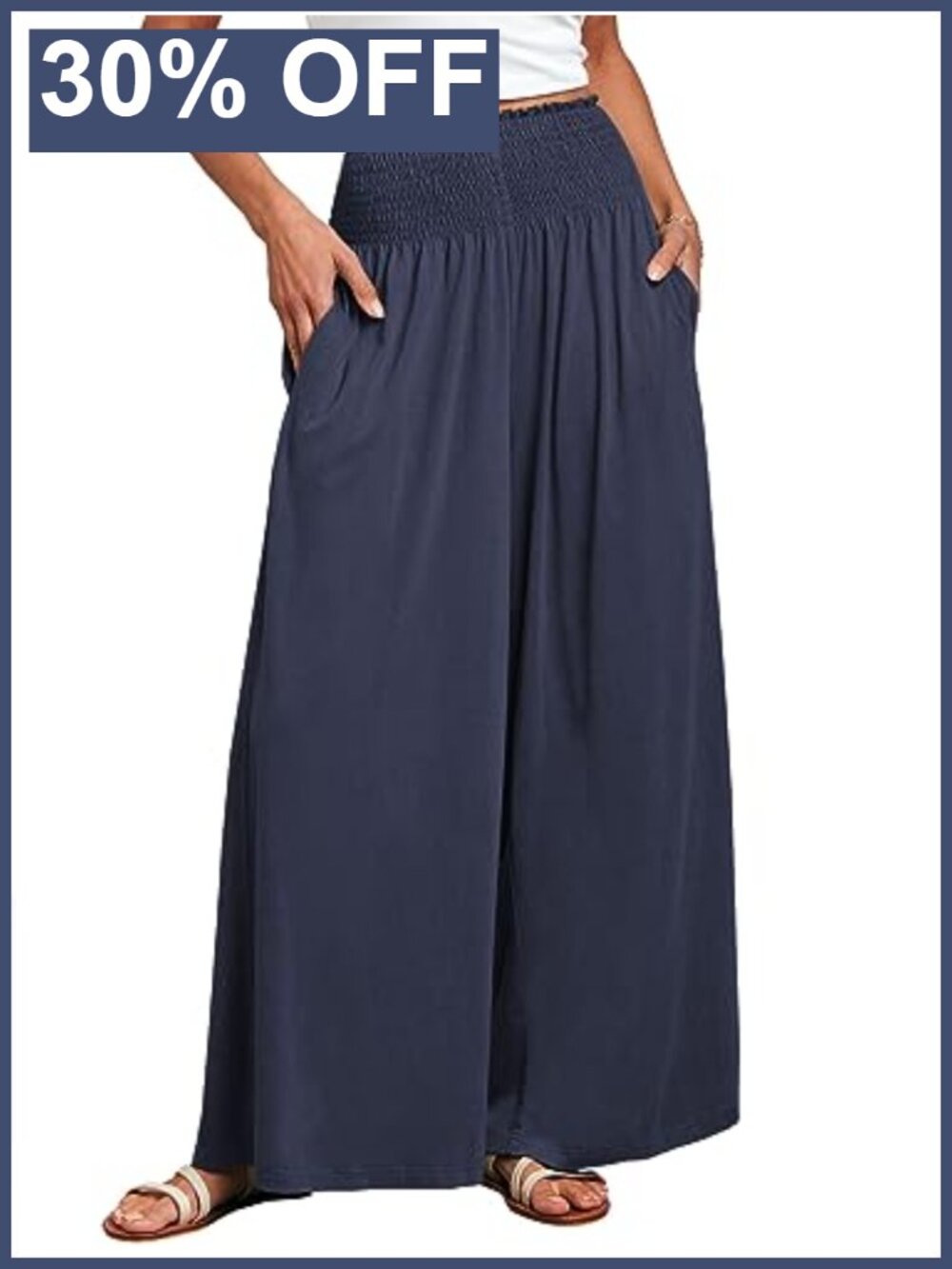 Women's Wide Leg Palazzo Pants High Rise Pull On with Pockets Summer